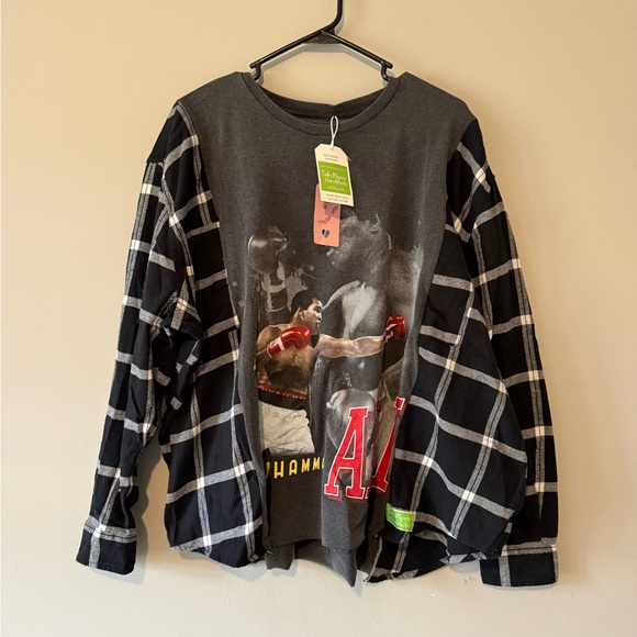 Hybrid Apparel Tops - Reworked Muhammad Ali Boxy Style Flannel Shirt